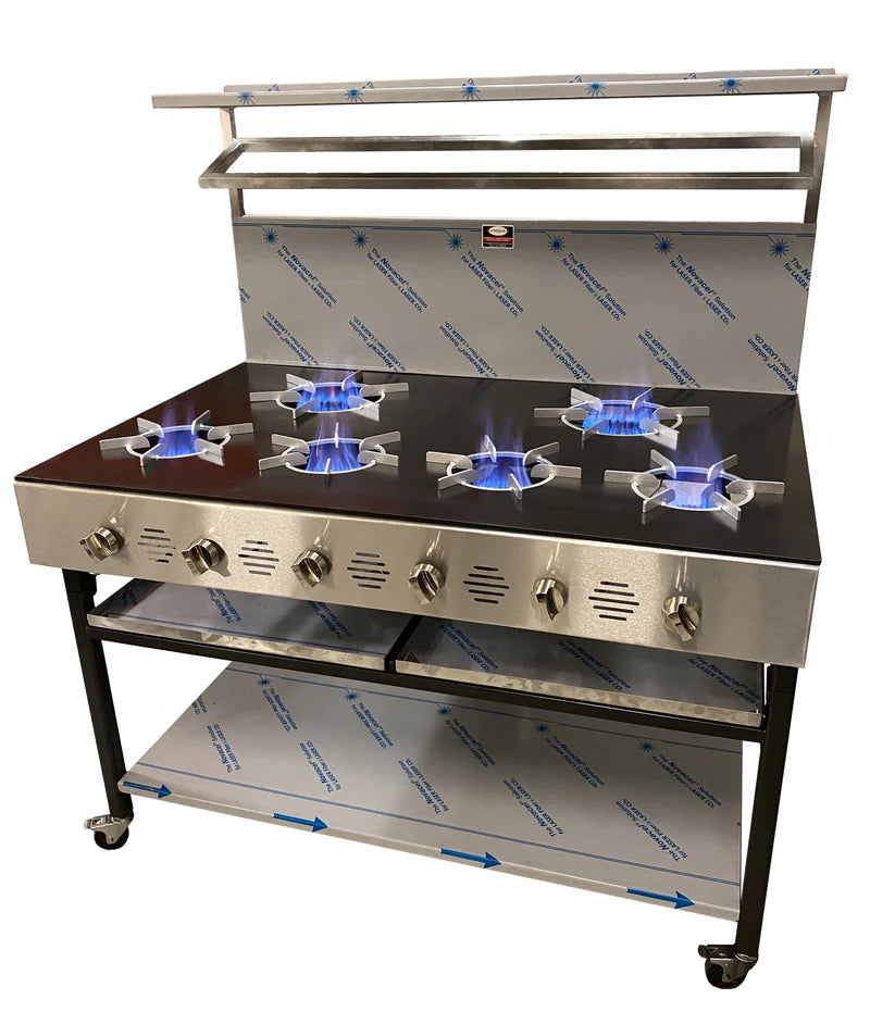 Multi-burner commercial gas cooker hob for professional kitchens and restaurants