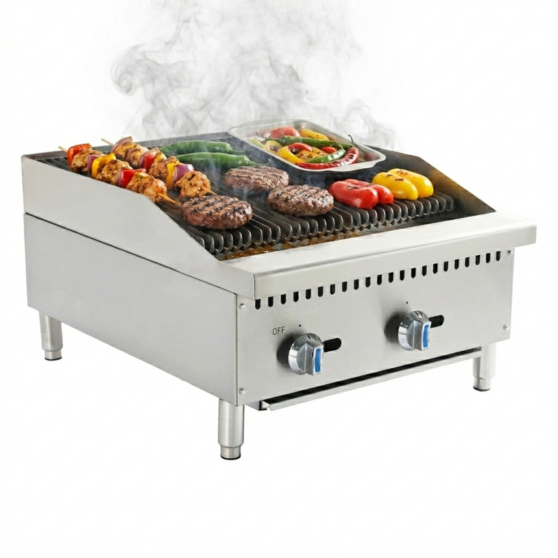 24" COUNTERTOP GAS CHARGRILL WITH FLAME FLOUR AND IGNITION
