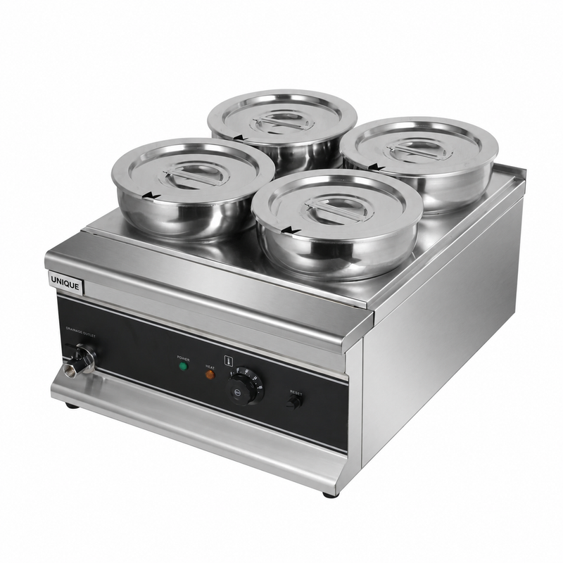 Unique 4 Pot Electric Bain Marie – 4 x 8.5L Stainless Steel Pots