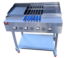 4 BURNER, COMMERCIAL GAS CHARCOAL GRILL