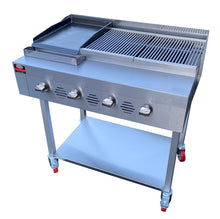 4 BURNER, COMMERCIAL GAS CHARCOAL GRILL