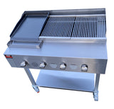 4 BURNER, COMMERCIAL GAS CHARCOAL GRILL