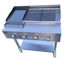 4 BURNER, COMMERCIAL GAS CHARCOAL GRILL