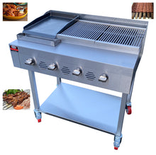 4 BURNER, COMMERCIAL GAS CHARCOAL GRILL