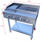 4 BURNER, COMMERCIAL GAS CHARCOAL GRILL