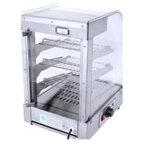 Countertop Food Warmer Display Cabinet – 3 Tray Stainless Steel Commercial Hot Food Warmer 240V
