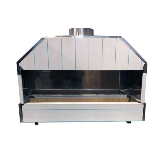 Front view of stainless steel charcoal BBQ Mangal grill, the best charcoal grill for commercial kitchens and takeaways