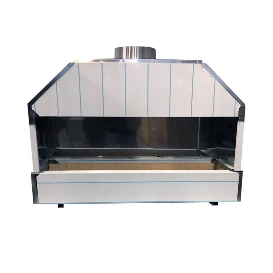 Front view of stainless steel charcoal BBQ Mangal grill, the best charcoal grill for commercial kitchens and takeaways
