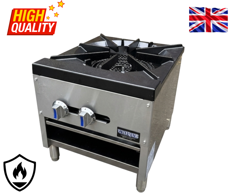 commercial gas stock pot stove front view