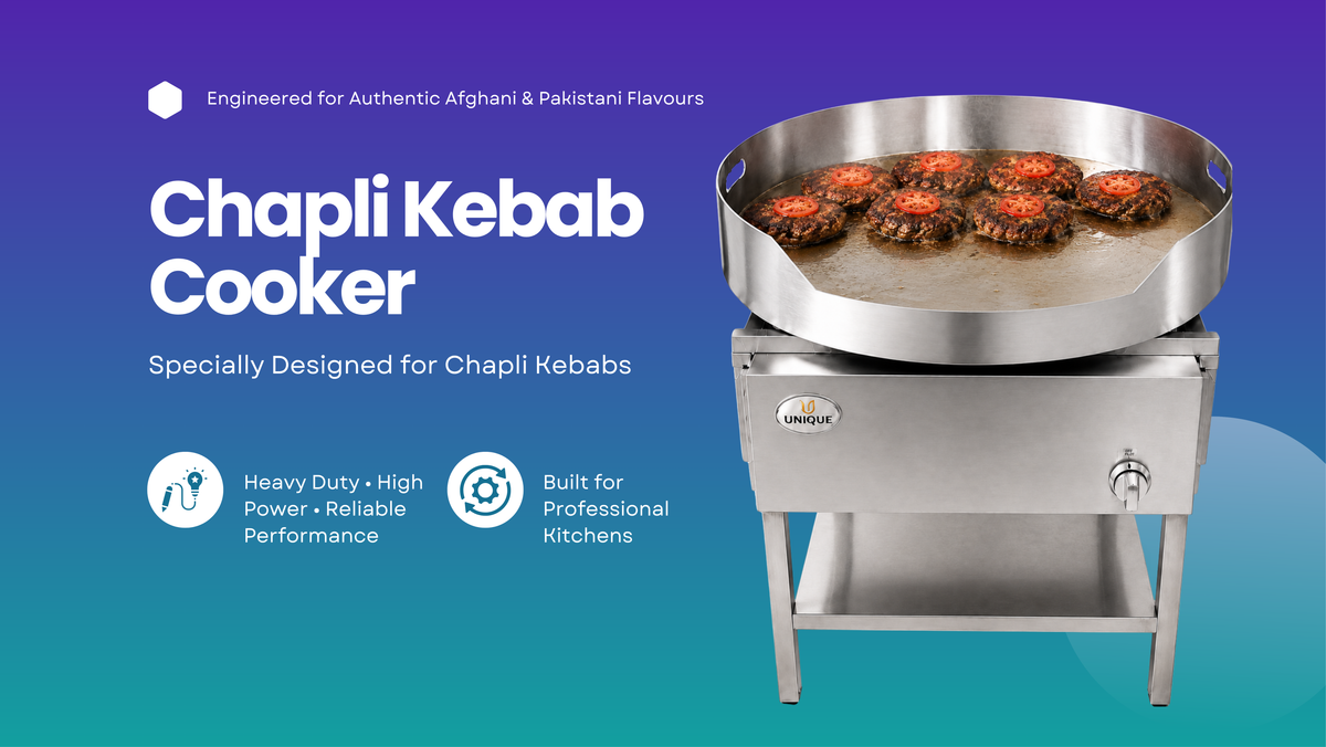 Commercial chapli kebab cooker with gas burners