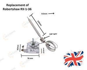 RX-2-24 Thermostat for Fryer 3/8" NPT Stuff Box for Atosa Robertshaw Etc