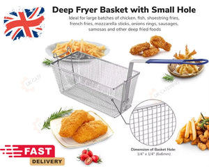 2 Piece Commercial Fryer Frying Basket Chip Fish Deep Fat Takeaway 340x165x150mm