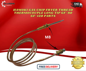 Genuine HAMOKI Gas Fryer Thermocouple Long Tip GF-90 GF-120 | Threaded Type