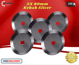 5 x HEAVY DUTY 80MM KEBAB SLICERS FOR EASYCUT DONEXE ENIGMEX RITEPRICE MACHINES