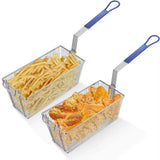 2 Piece Commercial Fryer Frying Basket Chip Fish Deep Fat Takeaway 340x165x150mm