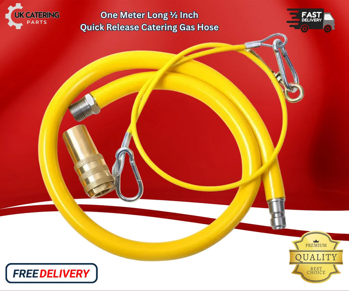 Commercial Yellow Gas Catering Hose 1/2" - 1.25m | High-Quality Catering Pipe