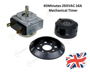 Universal Oven Mechanical Timer Switch with Bell, 60-Minute Run Back