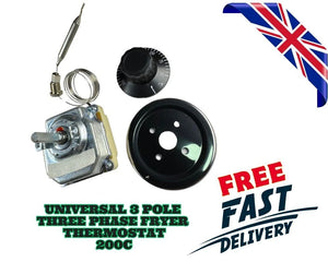 EGO Thermostat 200°C Universal 3-Pole Fryer Thermostat Replacement OEM Compatibl