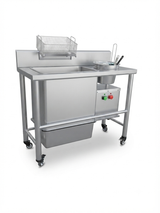 Commercial electric breading table for chicken shops and takeaways