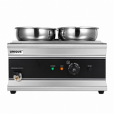 Unique commercial 4 pot bain marie showing removable stainless steel pots