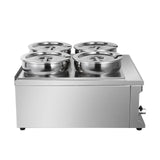 Side view of Unique stainless steel 4 pot commercial bain marie food warmer